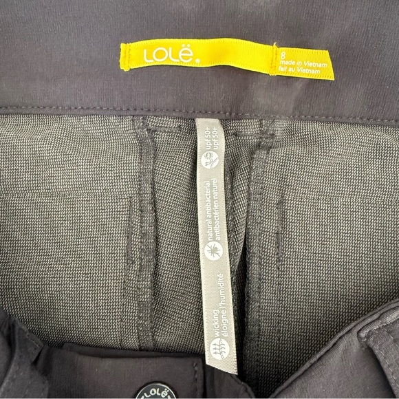 Lole Womens Black Travel Pants Sz 8 Nano Carbon Light Flare Leg UPF 50 Stretch - Picture 12 of 16